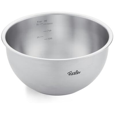 Fissler Essential Edelstahl-Schüssel 16 cm, 1 L – Rührschüssel & Mixing Bowl aus Edelstahl 18/10 mit Mess-Skala, satinierte Oberfläche, stapelbar, spülmaschinengeeignet Fissler Essential Edelstahl-Schüssel 16 cm, 1 L – Rührschüssel & Mixing Bowl aus Edelstahl 18/10 mit Mess-Skala, satinierte Oberfläche, stapelbar, spülmaschinengeeignet