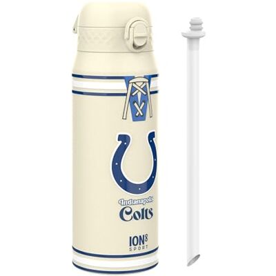ion8 NFL Indianapolis Colts Trinkflasche Mit Herausnehmbarem Strohhalm, 750ml/24oz, Auslaufsichere Isolierflasche, Leicht Zu Öffnen, Sicherer Verschluss, Spülmaschinenfest, Klappdeckel, Metallflasche ion8 NFL Indianapolis Colts Trinkflasche Mit Herausnehmbarem Strohhalm, 750ml/24oz, Auslaufsichere Isolierflasche, Leicht Zu Öffnen, Sicherer Verschluss, Spülmaschinenfest, Klappdeckel, Metallflasche
