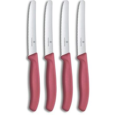 Victorinox Swiss Classic Frühstücksmesser, Brötchenmesser, Set 4teilig, Scharfe Klinge, Wellenschliff, 11 cm, Rostfreier Stahl, Rot Victorinox Swiss Classic Frühstücksmesser, Brötchenmesser, Set 4teilig, Scharfe Klinge, Wellenschliff, 11 cm, Rostfreier Stahl, Rot