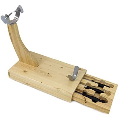 FACKELMANN Schinkenhalter aus Holz, mit Schubfach und Messern FACKELMANN Schinkenhalter aus Holz, mit Schubfach und Messern