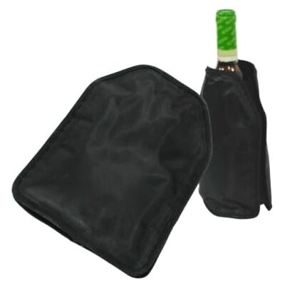 FACKELMANN Flaschenkühlerhülle für Wein- und Sektflaschen, elastisches Nylon mit universeller Passform und Gelkühlung, gefriergeeignet, 22 x 16 cm, schwarz, 1 Stück FACKELMANN Flaschenkühlerhülle für Wein- und Sektflaschen, elastisches Nylon mit universeller Passform und Gelkühlung, gefriergeeignet, 22 x 16 cm, schwarz, 1 Stück