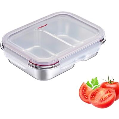 Westmark Edelstahl Lunchbox – Auslaufsichere Brotdose – Mikrowellen- & Ofenfest, BPA-frei – Bento Box für Schule, Arbeit & Kita – Silber, geteilt 450 + 280 ml Westmark Edelstahl Lunchbox – Auslaufsichere Brotdose – Mikrowellen- & Ofenfest, BPA-frei – Bento Box für Schule, Arbeit & Kita – Silber, geteilt 450 + 280 ml