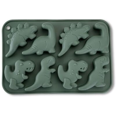 FACKELMANN Eiswürfelform Dino aus Silikon – Flexibel und stabil, für Eiswürfel in süßen Dino-Designs, Graugrün, wiederverwendbar und spülmaschinengeeignet, 19x13x2 cm, Grün FACKELMANN Eiswürfelform Dino aus Silikon – Flexibel und stabil, für Eiswürfel in süßen Dino-Designs, Graugrün, wiederverwendbar und spülmaschinengeeignet, 19x13x2 cm, Grün