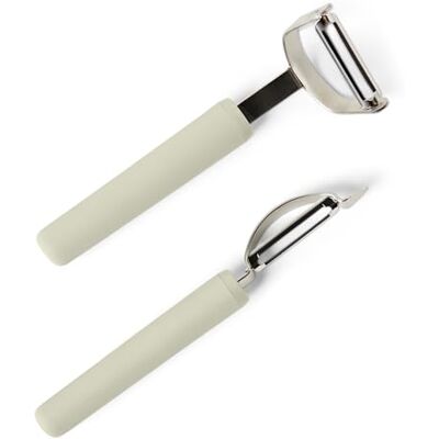 Amazon Basics Gemüseschäler mit Schutzhüllen, 2-Teiliges Set, Spülmaschinenfest, Leinengrau Amazon Basics Gemüseschäler mit Schutzhüllen, 2-Teiliges Set, Spülmaschinenfest, Leinengrau