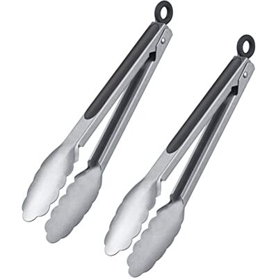 Westmark 2 Grill-/Servierzangen, Mit Edelstahllaffen und gummierten Griffen, Länge: 27,5 cm, Rostfreier Edelstahl/Kunststoff, Classic Spezial Midi, Silber/Schwarz, 162422E3 Westmark 2 Grill-/Servierzangen, Mit Edelstahllaffen und gummierten Griffen, Länge: 27,5 cm, Rostfreier Edelstahl/Kunststoff, Classic Spezial Midi, Silber/Schwarz, 162422E3