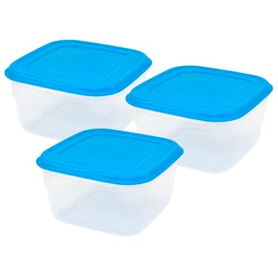 GIO'STYLE Set mit 3 luftdichten Lebensmittelbehältern – 0,5 l + 1 l + 1,5 l – Made in Italy – quadratisch – geeignet für Kühlschrank, Gefrierschrank und Mikrowelle – luftdicht GIO'STYLE Set mit 3 luftdichten Lebensmittelbehältern – 0,5 l + 1 l + 1,5 l – Made in Italy – quadratisch – geeignet für Kühlschrank, Gefrierschrank und Mikrowelle – luftdicht