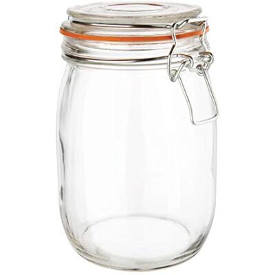 VOGUE Runder Glasbehälter mit Clipverschluss 1000 ml / 1 Liter, Einmachglas, wiederverwendbares Marmeladenglas, luftdichtes Lebensmittelaufbewahrungsmittel, Einmach- und Beizmittel für die Küche, Gewürz- oder Kräuterbehälter, P492 VOGUE Runder Glasbehälter mit Clipverschluss 1000 ml / 1 Liter, Einmachglas, wiederverwendbares Marmeladenglas, luftdichtes Lebensmittelaufbewahrungsmittel, Einmach- und Beizmittel für die Küche, Gewürz- oder Kräuterbehälter, P492