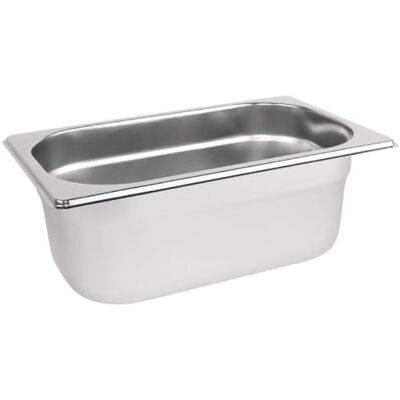 VOGUE Gastronorm-Pfanne 1/4, Edelstahltablett, Tiefe: 100 mm, Fassungsvermögen: 2,5 Liter, Vorratsbehälter für heiße und kalte Speisen, Bain-Marie-geeignet, Deckel separat erhältlich, K819 VOGUE Gastronorm-Pfanne 1/4, Edelstahltablett, Tiefe: 100 mm, Fassungsvermögen: 2,5 Liter, Vorratsbehälter für heiße und kalte Speisen, Bain-Marie-geeignet, Deckel separat erhältlich, K819