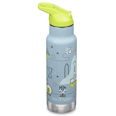 Klean Kanteen Kinder Isolierflasche, 355ml, Edelstahl, Flip Sport Cap mit Trinkhalm, Blau-Grün, Launch Plan Klean Kanteen Kinder Isolierflasche, 355ml, Edelstahl, Flip Sport Cap mit Trinkhalm, Blau-Grün, Launch Plan