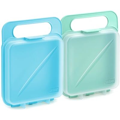 TATAY Sandwich Box Fresh 2er Set Kompaktes, wiederverwendbares Design mit Clipverschluss Für Gefrierschrank, Mikrowelle & Spülmaschine geeignet BPA-frei 14x4x18 cm, Blau & Mintgrün TATAY Sandwich Box Fresh 2er Set Kompaktes, wiederverwendbares Design mit Clipverschluss Für Gefrierschrank, Mikrowelle & Spülmaschine geeignet BPA-frei 14x4x18 cm, Blau & Mintgrün