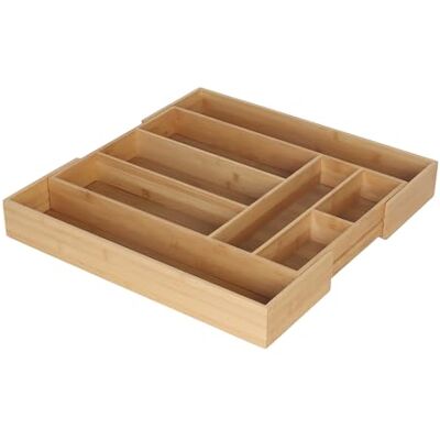 Relaxdays Besteckkasten ausziehbar, Bambus, HBT 6,5 x 33–49,5 x 47,5 cm, 6–8 Fächer, Besteckeinsatz für Schublade, Natur Relaxdays Besteckkasten ausziehbar, Bambus, HBT 6,5 x 33–49,5 x 47,5 cm, 6–8 Fächer, Besteckeinsatz für Schublade, Natur