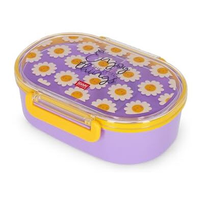 LEGAMI Behälter, Brotdose Daisy-Thema, 1 Snack-Box mit abnehmbarem Trennelement, Clip-Verschluss, leicht zu öffnen und wieder zu schließen, spülmaschinenfest, 18 x 7 x 14 cm LEGAMI Behälter, Brotdose Daisy-Thema, 1 Snack-Box mit abnehmbarem Trennelement, Clip-Verschluss, leicht zu öffnen und wieder zu schließen, spülmaschinenfest, 18 x 7 x 14 cm