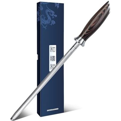HOSHANHO Wetzstahl für Messer, 25 cm Profi Messerschärfer Stab, Küchenmesserschärfer Mit Hohem Kohlenstoffgehalt und Ergonomischem Griff aus Pakkaholz, Ideal für Alle Kochmesser HOSHANHO Wetzstahl für Messer, 25 cm Profi Messerschärfer Stab, Küchenmesserschärfer Mit Hohem Kohlenstoffgehalt und Ergonomischem Griff aus Pakkaholz, Ideal für Alle Kochmesser