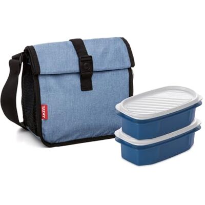 TATAY Kühltasche Klein Urban Food Roll-Up 4,2L 2 Behälter à 0,5 L Wasserdicht Dreifach-Isolierung Halbsteifes Gehäuse Seitentaschen 22x11x22,5 cm, Denimblau TATAY Kühltasche Klein Urban Food Roll-Up 4,2L 2 Behälter à 0,5 L Wasserdicht Dreifach-Isolierung Halbsteifes Gehäuse Seitentaschen 22x11x22,5 cm, Denimblau