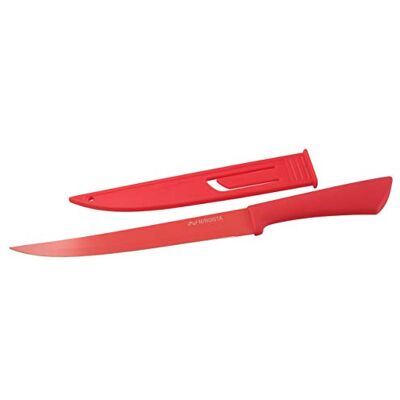 FACKELMANN NIROSTA Filiermesser HAPPY, Filetiermesser mit Edelstahlklinge, Ausbeinmesser mit Klingenschutz (Farbe: Rot), Menge: 1 Stück FACKELMANN NIROSTA Filiermesser HAPPY, Filetiermesser mit Edelstahlklinge, Ausbeinmesser mit Klingenschutz (Farbe: Rot), Menge: 1 Stück