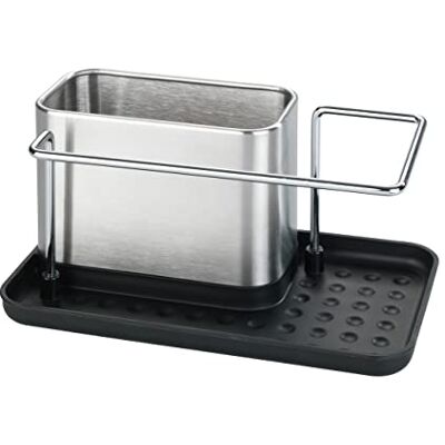 WENKO Spülorganizer Orio, hochwertiger Spülbecken-Organizer aus rostfreiem Edelstahl, Spülbecken-Caddy mit viel Stauraum für Spülmittel, Spültuch, Schwamm, 21 x 10,5 x 12 cm, Silber matt WENKO Spülorganizer Orio, hochwertiger Spülbecken-Organizer aus rostfreiem Edelstahl, Spülbecken-Caddy mit viel Stauraum für Spülmittel, Spültuch, Schwamm, 21 x 10,5 x 12 cm, Silber matt