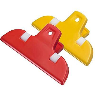 Westmark 2 große Beutelclips/Verschlussklammern, Kunststoff, Maxi, Gelb/Rot, 52162230 Westmark 2 große Beutelclips/Verschlussklammern, Kunststoff, Maxi, Gelb/Rot, 52162230