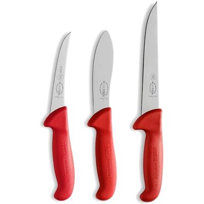 F. Dick Messerset Jagd Ausbeinmesser, Küchenmesser, Rot, Silber - Messerset F. Dick Messerset Jagd Ausbeinmesser, Küchenmesser, Rot, Silber - Messerset