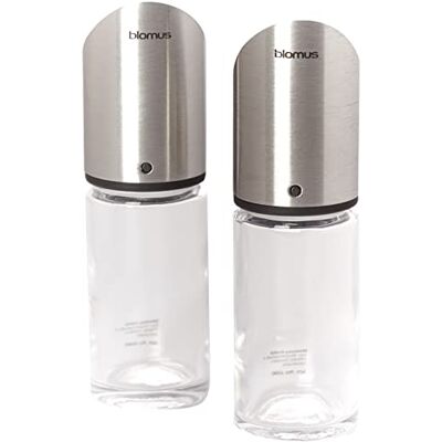 blomus -LIVO- Salz- & Pfefferstreuer-Set aus Glas / Edelstahl, 2-teiliges Set, Gewürzstreuer für exakte Dosierung, hochwertige Verarbeitung (H / B / T: 11,5 x 3,5 cm, Glas klar / Edelstahl, 63581) blomus -LIVO- Salz- & Pfefferstreuer-Set aus Glas / Edelstahl, 2-teiliges Set, Gewürzstreuer für exakte Dosierung, hochwertige Verarbeitung (H / B / T: 11,5 x 3,5 cm, Glas klar / Edelstahl, 63581)