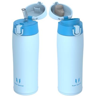 Super Sparrow Edelstahl Trinkflasche kinder 500ml Thermosflasche 2 Deckel Super Sparrow Edelstahl Trinkflasche kinder 500ml Thermosflasche 2 Deckel