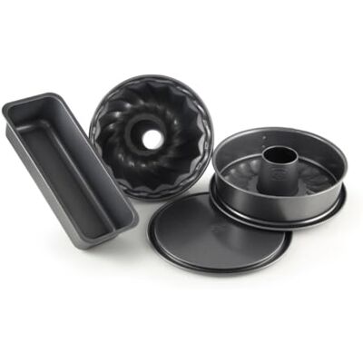 Dr. Oetker 4er Backformen-Set BACK-HARMONIE, Springform (Flach-, Rohrbodeneinsatz), Kastenform und Gugelhupfform, keramisch verstärkter Antihaftbeschichtung, 1 x 4er-Set Dr. Oetker 4er Backformen-Set BACK-HARMONIE, Springform (Flach-, Rohrbodeneinsatz), Kastenform und Gugelhupfform, keramisch verstärkter Antihaftbeschichtung, 1 x 4er-Set