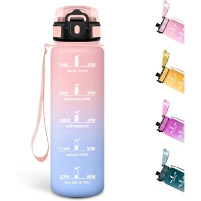 Motswedi Trinkflasche, 500ML BPA-Frei, Wasserflasche, Auslaufsicheres Schlossdesign, Flasche, Trinkflasche Sport Mit Zeitmarkierung, Trinkflaschen für Schule, Sport, Camping Auslaufsichere Rosa&Himmelblau Motswedi Trinkflasche, 500ML BPA-Frei, Wasserflasche, Auslaufsicheres Schlossdesign, Flasche, Trinkflasche Sport Mit Zeitmarkierung, Trinkflaschen für Schule, Sport, Camping Auslaufsichere Rosa&Himmelblau