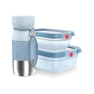 Emsa beYou Office-Set, 100% Dicht, oneClick Frischhaltedose 0,5 L, 1,2 L, beYou Cup Mug 0,36 L, Blau, N2195450 Emsa beYou Office-Set, 100% Dicht, oneClick Frischhaltedose 0,5 L, 1,2 L, beYou Cup Mug 0,36 L, Blau, N2195450