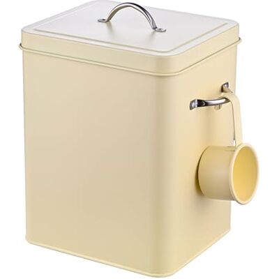 Relaxdays Waschmittelbox 6L, Metall, Waschpulverdose mit Dosierlöffel, Retro-Design, Tierfutterbehälter Deckel, beige Relaxdays Waschmittelbox 6L, Metall, Waschpulverdose mit Dosierlöffel, Retro-Design, Tierfutterbehälter Deckel, beige