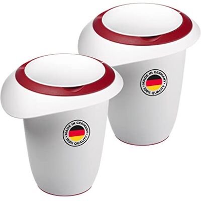 Westmark 2x Quirtopf mit zweigeteiltem Deckel, 1 l, Mit Ausgießer, Kunststoff, Weiß/Rot, 315122E3 Westmark 2x Quirtopf mit zweigeteiltem Deckel, 1 l, Mit Ausgießer, Kunststoff, Weiß/Rot, 315122E3