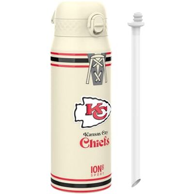 ion8 NFL Kansas City Chiefs Trinkflasche Mit Herausnehmbarem Strohhalm, 750ml/24oz, Auslaufsichere Isolierflasche, Leicht Zu Öffnen, Sicherer Verschluss, Spülmaschinenfest, Klappdeckel, Metallflasche ion8 NFL Kansas City Chiefs Trinkflasche Mit Herausnehmbarem Strohhalm, 750ml/24oz, Auslaufsichere Isolierflasche, Leicht Zu Öffnen, Sicherer Verschluss, Spülmaschinenfest, Klappdeckel, Metallflasche