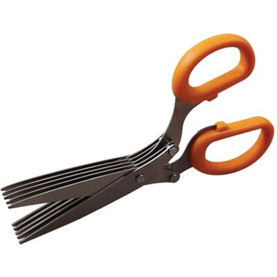 FACKELMANN Multi-Klingen-Schere, ideal zum Zerkleinern von Kräutern, Salaten, 21 cm, Soft Collection, mit Klingenschutz (Orange, Schwarz, Silber), Menge: 1 Stück FACKELMANN Multi-Klingen-Schere, ideal zum Zerkleinern von Kräutern, Salaten, 21 cm, Soft Collection, mit Klingenschutz (Orange, Schwarz, Silber), Menge: 1 Stück