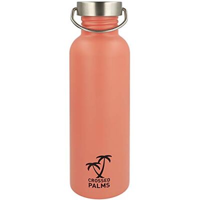 Crossed Palms Trinkflasche aus Edelstahl, 750 ml, Koralle, 7,1 x 24,3 cm, BPA frei, auslaufsicher, CP-10000 Crossed Palms Trinkflasche aus Edelstahl, 750 ml, Koralle, 7,1 x 24,3 cm, BPA frei, auslaufsicher, CP-10000
