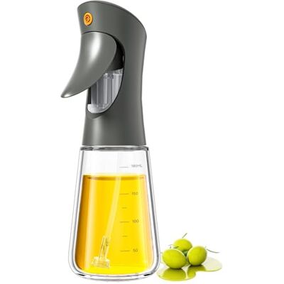 Ibergrif Ölspender 180 ml Glasflasche für Airfryer & Küche, Präzise 1 g-Dosierung pro Stoß, Borosilikatglas, BPA-frei, Anti-Tropf, Grau, M528B Ibergrif Ölspender 180 ml Glasflasche für Airfryer & Küche, Präzise 1 g-Dosierung pro Stoß, Borosilikatglas, BPA-frei, Anti-Tropf, Grau, M528B