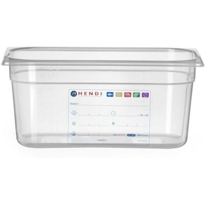 HENDI Gastronormbehälter, Temperaturbeständig von -40° bis 80°C, Geruchs- und geschmackneutral, ohne Deckel, 5,7L, Polypropylen, GN 1/3, 325x176x(H) 150mm, Transparent HENDI Gastronormbehälter, Temperaturbeständig von -40° bis 80°C, Geruchs- und geschmackneutral, ohne Deckel, 5,7L, Polypropylen, GN 1/3, 325x176x(H) 150mm, Transparent