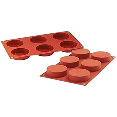 silikomart SF127 Silikonform für Monoportionen ZYLINDER, antihaftbeschichtet, 6 Zylinder, Packung mit 1 Kuchenform, Ø 70 h 35 mm, Made in Italy silikomart SF127 Silikonform für Monoportionen ZYLINDER, antihaftbeschichtet, 6 Zylinder, Packung mit 1 Kuchenform, Ø 70 h 35 mm, Made in Italy