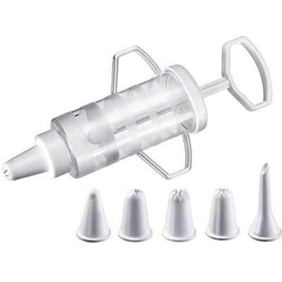 Westmark Garnierspritze, Mit 5 Tüllen, Füllmenge: 100 ml, Kunststoff, Transparent/Weiß, 30772270 Westmark Garnierspritze, Mit 5 Tüllen, Füllmenge: 100 ml, Kunststoff, Transparent/Weiß, 30772270