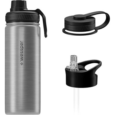 Wessper Edelstahl Trinkflasche,500 ml, Thermo Wasserflasche mit Drei Austauschbaren Verschlüssen, Flasche für Heiße und Kalte Getränke, BPA-frei Silber Wessper Edelstahl Trinkflasche,500 ml, Thermo Wasserflasche mit Drei Austauschbaren Verschlüssen, Flasche für Heiße und Kalte Getränke, BPA-frei Silber