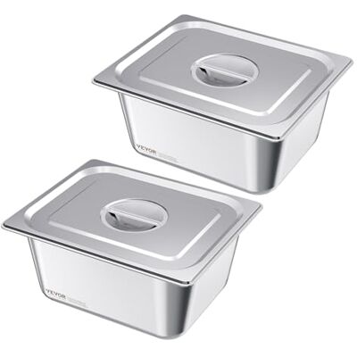 VEVOR Gastronormbehälter Hotelpfanne (1/2-Größe) 2 Stk. 9 L, wiederverwendbare Behälter (148 mm tief), rostfreie Catering-Aufbewahrung, Panierschale Speisebehälter mit Deckel für Party Buffet VEVOR Gastronormbehälter Hotelpfanne (1/2-Größe) 2 Stk. 9 L, wiederverwendbare Behälter (148 mm tief), rostfreie Catering-Aufbewahrung, Panierschale Speisebehälter mit Deckel für Party Buffet