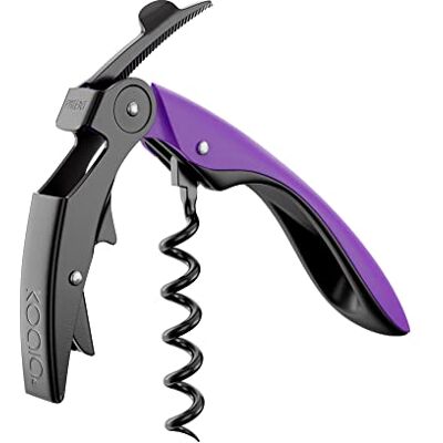 Koala Professioneller Korkenzieher mit Doppelhebel, Teflonspirale und High Tech Taschenmesser, Edelstahl und ergonomischer Griff, Violett Koala Professioneller Korkenzieher mit Doppelhebel, Teflonspirale und High Tech Taschenmesser, Edelstahl und ergonomischer Griff, Violett