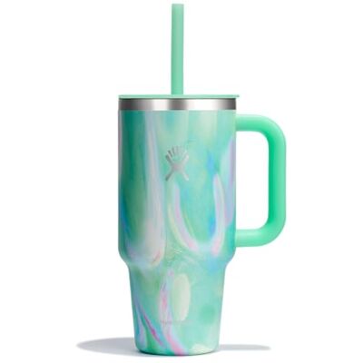 Hydro Flask Travel Tumbler 946 ml (32 oz) mit verschließbarem Press-In-Strohhalmdeckel Edelstahl Doppelwandige Vakuumisolierung Spritzwassergeschützter Deckel Jelly Green Hydro Flask Travel Tumbler 946 ml (32 oz) mit verschließbarem Press-In-Strohhalmdeckel Edelstahl Doppelwandige Vakuumisolierung Spritzwassergeschützter Deckel Jelly Green