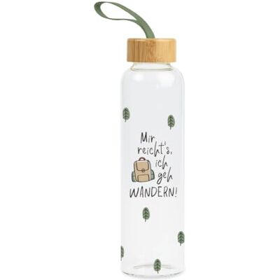 Grafik-Werkstatt Trinkflasche aus Glas mit lustigem Spruch mit Griffschlaufe 550 ml Wandern, Bunt Grafik-Werkstatt Trinkflasche aus Glas mit lustigem Spruch mit Griffschlaufe 550 ml Wandern, Bunt
