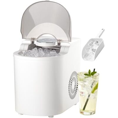 VEVOR Tisch-Eiswürfelmaschine, 7 Eiswürfel in 6 Minuten, 11,8 kg pro Tag, selbstreinigendes Gerät mit Eisschaufel, Eiswürfelmaschine mit 2 Größen von Kugeleis für Zuhause Küche, Büro Bar Party VEVOR Tisch-Eiswürfelmaschine, 7 Eiswürfel in 6 Minuten, 11,8 kg pro Tag, selbstreinigendes Gerät mit Eisschaufel, Eiswürfelmaschine mit 2 Größen von Kugeleis für Zuhause Küche, Büro Bar Party