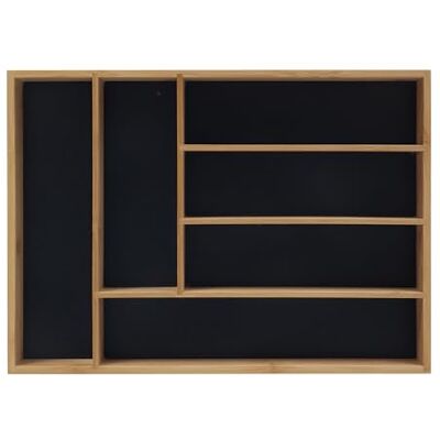 Relaxdays Besteckkasten, Schubladeneinsatz mit 6 Fächern, für Küchenbesteck, Bambus, HBT: 5x35,5x25,5 cm, Natur/schwarz Relaxdays Besteckkasten, Schubladeneinsatz mit 6 Fächern, für Küchenbesteck, Bambus, HBT: 5x35,5x25,5 cm, Natur/schwarz