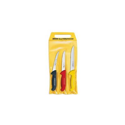 F. DICK Messer Set ErgoGrip 3-teilig (Ausbeinmesser 13 cm „flexibel“, A. Messer 15 cm „breit“, Stechmesser 18 cm, HRC 56°) 82551000 „Zerlegemeisterschaft“, Schwarz, Rot, Gelb F. DICK Messer Set ErgoGrip 3-teilig (Ausbeinmesser 13 cm „flexibel“, A. Messer 15 cm „breit“, Stechmesser 18 cm, HRC 56°) 82551000 „Zerlegemeisterschaft“, Schwarz, Rot, Gelb