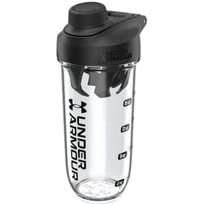 Under Armour UA Clarity Shaker-Flasche, 680 ml, transparent/schwarz, OSFA Under Armour UA Clarity Shaker-Flasche, 680 ml, transparent/schwarz, OSFA