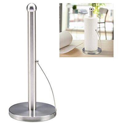 Relaxdays Küchenrollenhalter stehend, gebürsteter Edelstahl, Papierrollenhalter für die Küche, HxD: 35 x 15 cm, silber, 10030705 Relaxdays Küchenrollenhalter stehend, gebürsteter Edelstahl, Papierrollenhalter für die Küche, HxD: 35 x 15 cm, silber, 10030705