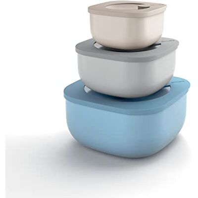 Guzzini Kitchen Active Design, STORE&MORE Set 3 dicht schließende Dosen für Kühlschrank/Gefrierschrank/Mikrowelle, niedrig, 19,5 x 19,5 x h9,3 cm 450/975/1900 cc- 17070752 Guzzini Kitchen Active Design, STORE&MORE Set 3 dicht schließende Dosen für Kühlschrank/Gefrierschrank/Mikrowelle, niedrig, 19,5 x 19,5 x h9,3 cm 450/975/1900 cc- 17070752