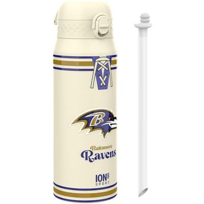 ion8 NFL Baltimore Ravens Trinkflasche Mit Herausnehmbarem Strohhalm, 750ml/24oz, Auslaufsichere Isolierflasche, Leicht Zu Öffnen, Sicherer Verschluss, Spülmaschinenfest, Klappdeckel, Metallflasche ion8 NFL Baltimore Ravens Trinkflasche Mit Herausnehmbarem Strohhalm, 750ml/24oz, Auslaufsichere Isolierflasche, Leicht Zu Öffnen, Sicherer Verschluss, Spülmaschinenfest, Klappdeckel, Metallflasche