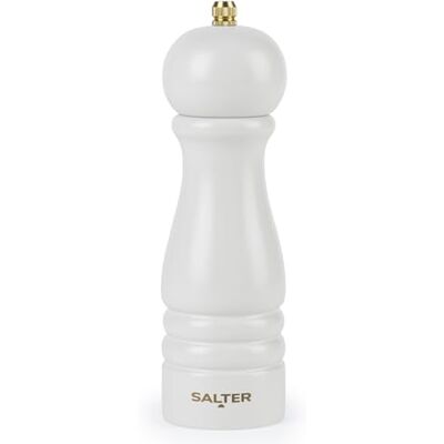 SALTER Olea Salz- & Pfeffermühle – Universalmühle mit Keramikmahlwerk, durch Drehen mahlbar, einstellbar von fein bis grob, 56 g Steinsalz / 24 g Pfefferkörner, zusätzlicher Deckel inklusive SALTER Olea Salz- & Pfeffermühle – Universalmühle mit Keramikmahlwerk, durch Drehen mahlbar, einstellbar von fein bis grob, 56 g Steinsalz / 24 g Pfefferkörner, zusätzlicher Deckel inklusive