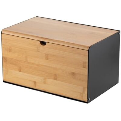 Florina Brotkasten BRUSTO 35,5 x 21,5 x 19,5 cm I Brotbox aus Stahl und Bambus-Deckel I Geräumiger und moderner Brotbehälter I Brotaufbewahrung Länger Frisch I Brotdose für Küche I Farbe: Schwarz Florina Brotkasten BRUSTO 35,5 x 21,5 x 19,5 cm I Brotbox aus Stahl und Bambus-Deckel I Geräumiger und moderner Brotbehälter I Brotaufbewahrung Länger Frisch I Brotdose für Küche I Farbe: Schwarz